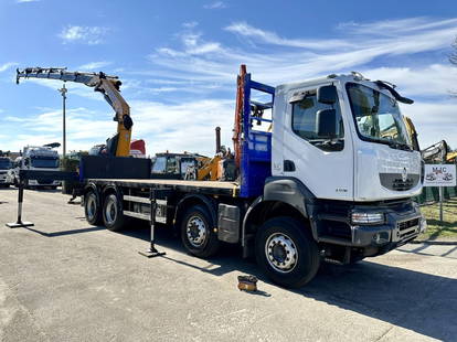 Renault Kerax 430 DXI 8x4 + CRANE EFFER 305/6S - 7m20 PLATFORM - 5/6F ROTATOR + RADIO - *363.000km* - STEEL SPRING / HUB REDUCTION - FR TRUCK