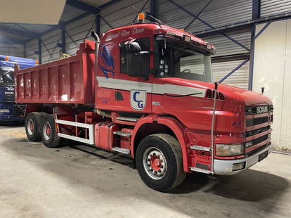 Scania T124-420 TORPEDO HAUBE - 6x4 - KIPPER - MANUAL GRS900 3+3 - STEEL SPRING / BALLIESTAS / LAMES / BLATT