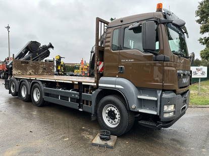 MAN TGS 35.440 8x4 TRIDEM + KRAN HIAB 288 E-7 HIPRO - 5/6 F - PLATFORM 6m25 - 366.000km - BE TRUCK