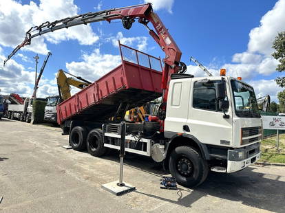 DAF CF 75 250 6x2 TIPPER + (25m!) CRANE HMF 2220 K5 + JIB FJ5 (3x) + WINCH - LIFT AXLE - *59.539KM* - TUV 10/2024 - RADIO - BE TRUCK