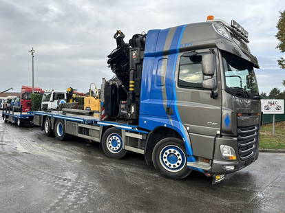 DAF CF 480 8x2 + KRAN X-HIPRO HIAB 658 EP-6 + JUMBO 2 AXLES (78cm H) TRAILER - TOP CONDITION