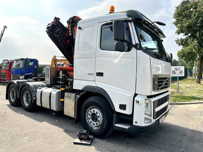 Volvo FH 420 6x4 TRACTOR + CRANE PALFINGER PK33002 E (6x) (20m) - 5/6F + 2-axles RENDERS LOWLOADER