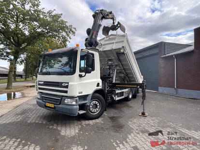 DAF CF 75.250 FAN 6x2 Euro 5 met 2 zijden kipper en Hiab 166 ES-3 HiPro Radiografische kraan 