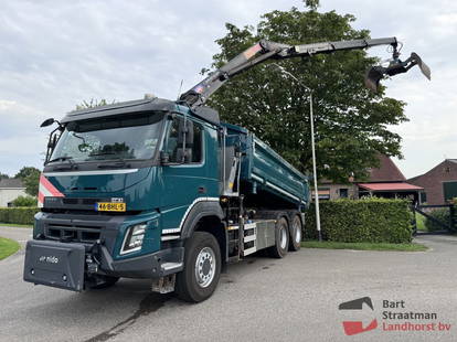 Volvo FMX 370 3 STUKS 6x6 Euro 6 met 2 zijden kipper en HMF 1643 Z2 kraan