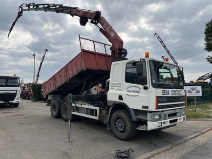 DAF CF 75 250 6X2 TIPPER + CRANE HMF 2220 5X + JIB 2X - LIFT AXLE - *59.539KM* - TÜV 10/2024