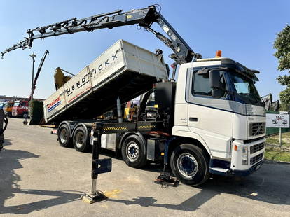 Volvo FH 440 8X4 TIPPER + CRANE HIAB 288 E-5 HIPRO + JIB 45X-3 + ROTATOR - EURO 5 - RADIO - TUV 04/2025 - BE TRUCK